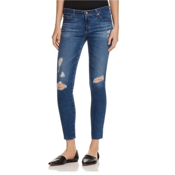 Ag Adriano Goldschmied The Legging Ankle Super Skinny Jeans Distressed Crop - Picture 1 of 17